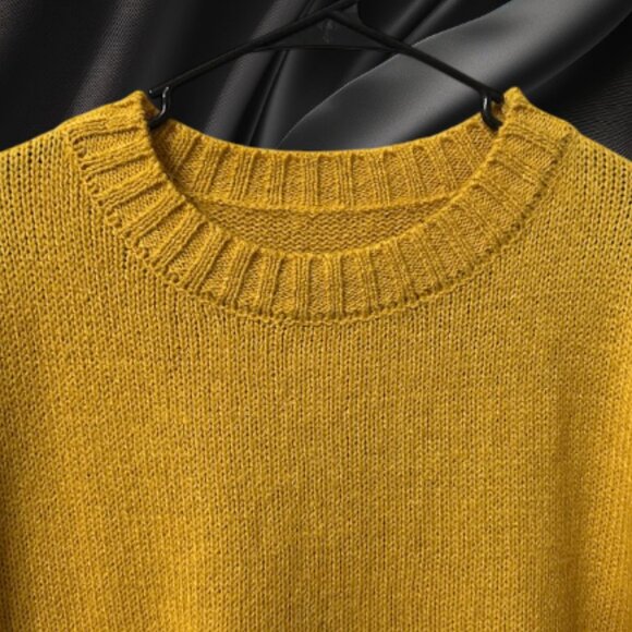 Mustard Yellow Knit Sweater With Front Pocket Size: L - Picture 3 of 5